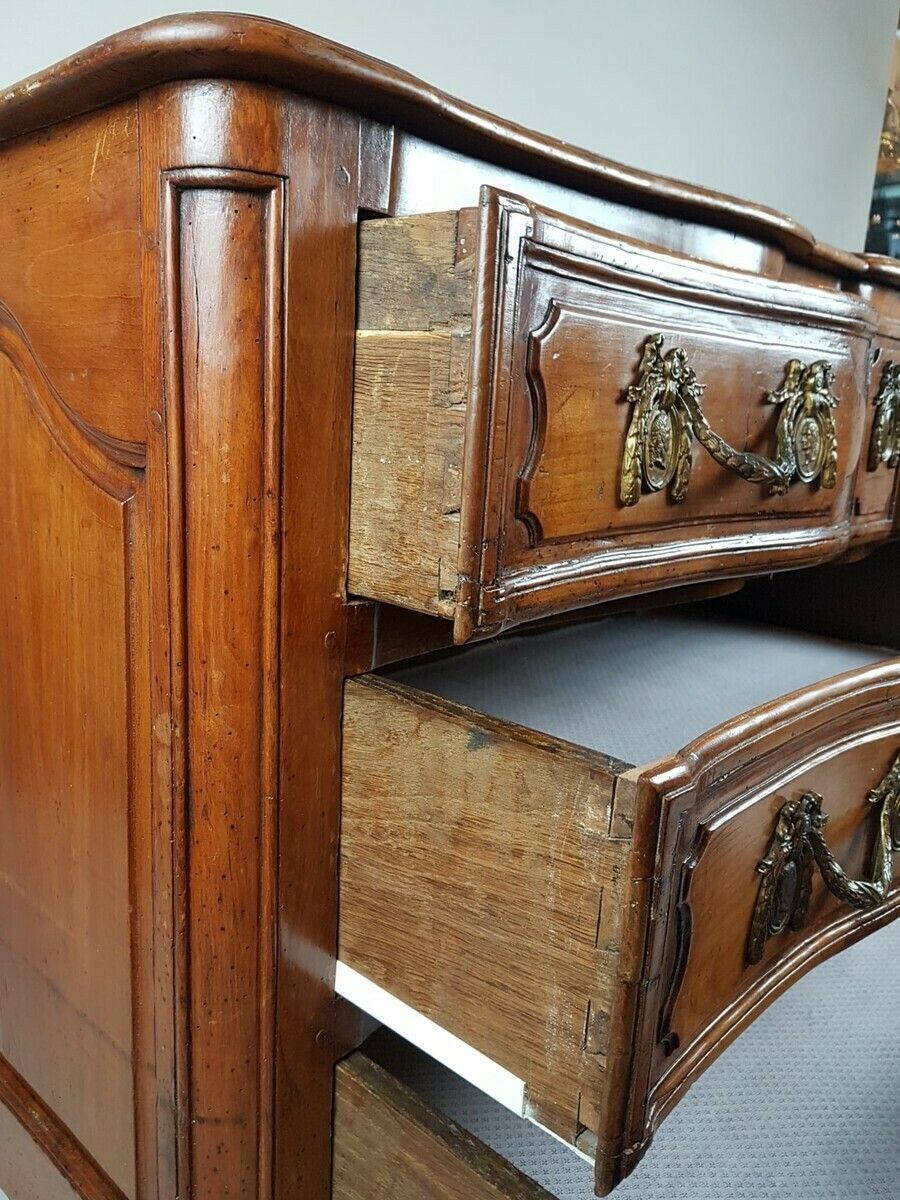 Louis XIV Crossbow Chest Of Drawers In Walnut, 18th photo vintage