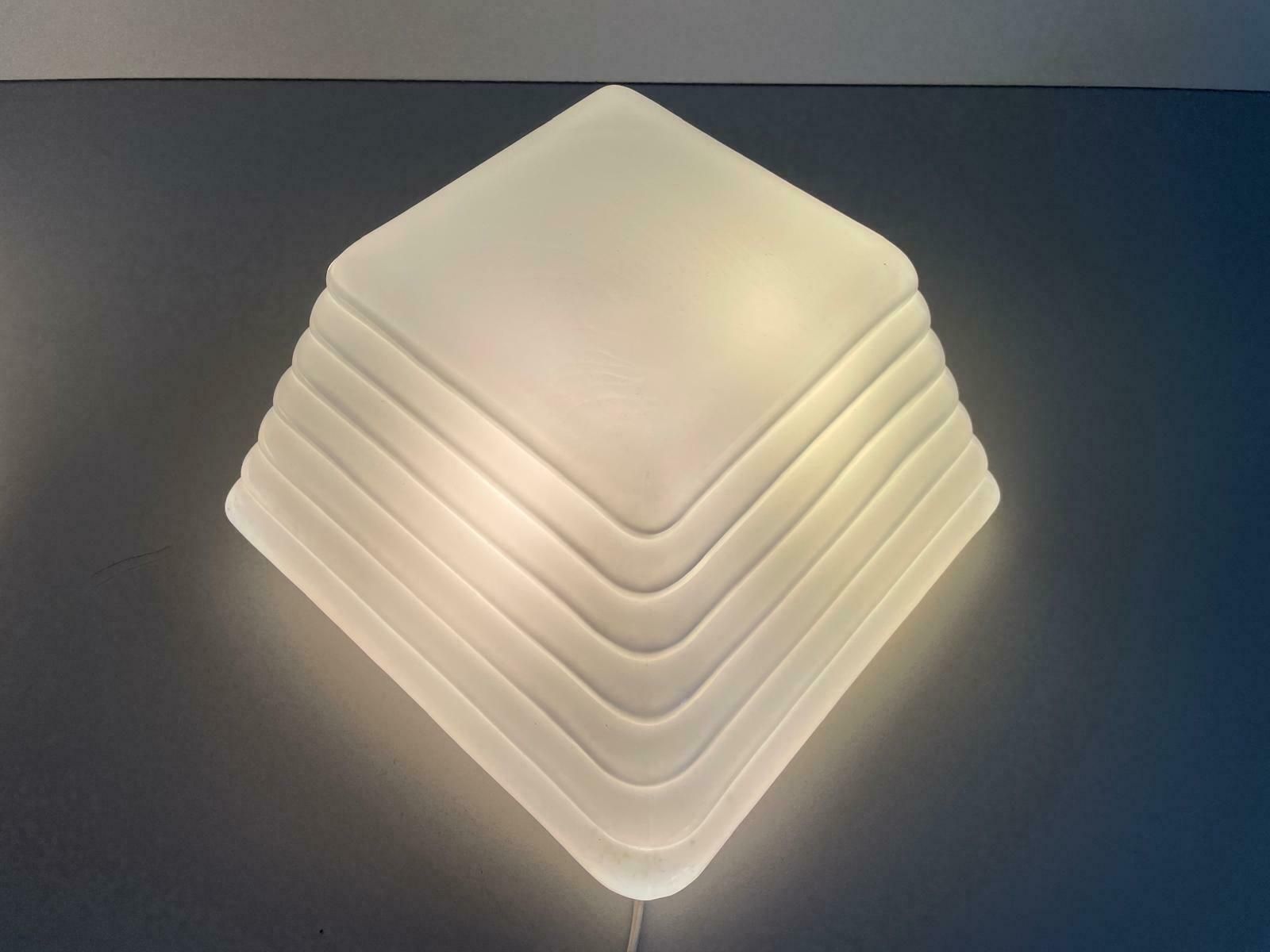 Unusual Layered Design Milk Glass Pair Of Sconces By Leucos, 1970s, Italy photo buy