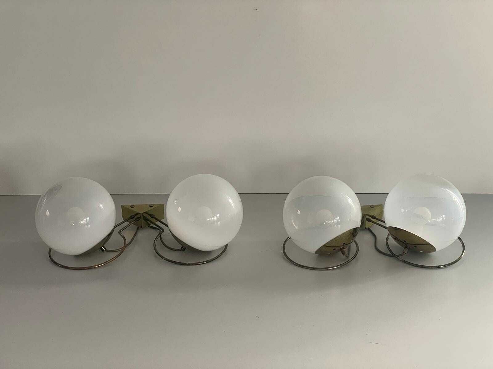 Glass Ball Pair Of Sconces By Candle, 1960s, Italy photo vintage
