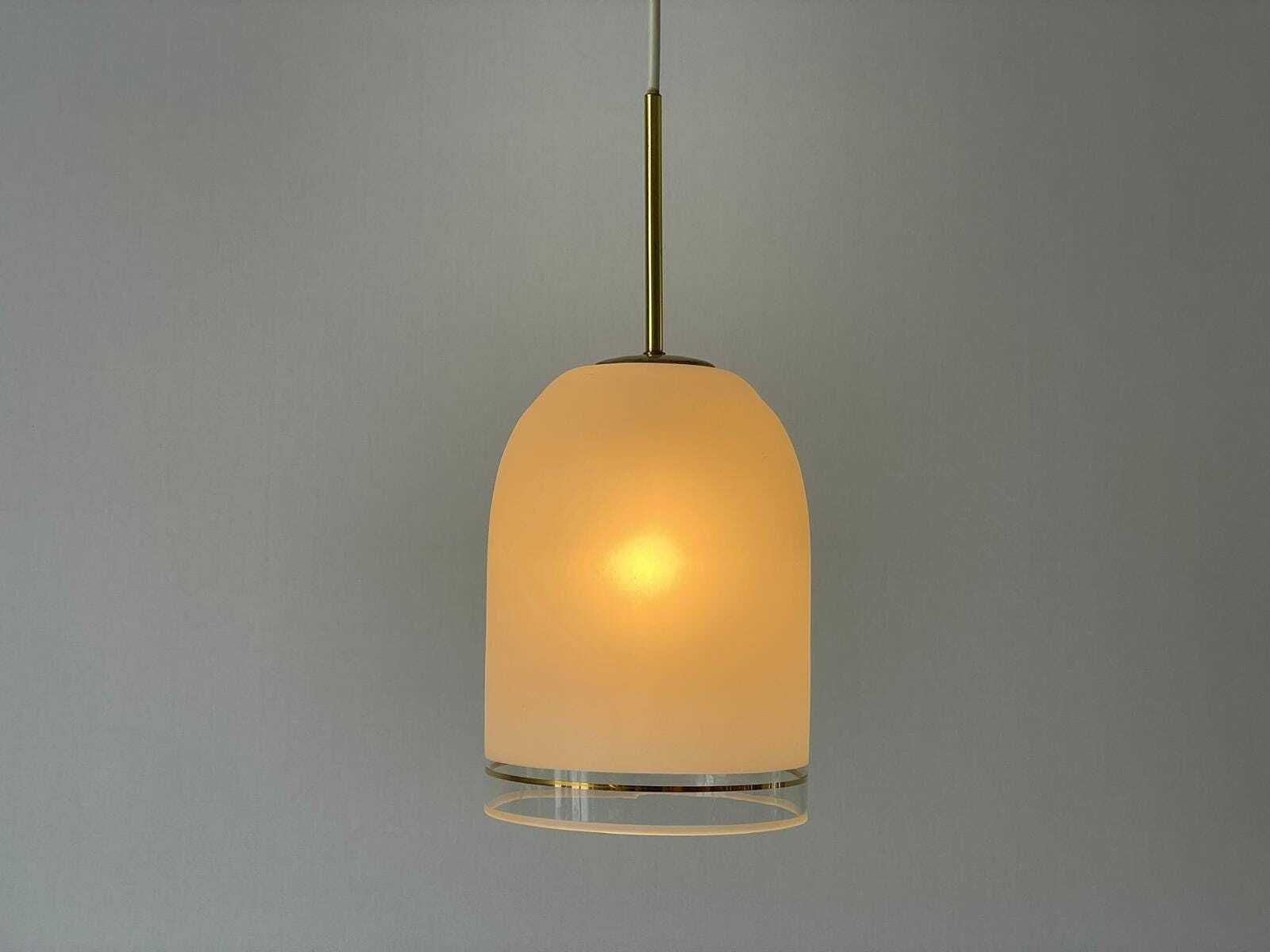 Small Elegant Glass Pendant Lamp By Doria With Gold Details, 1960s, Germany photo for sale