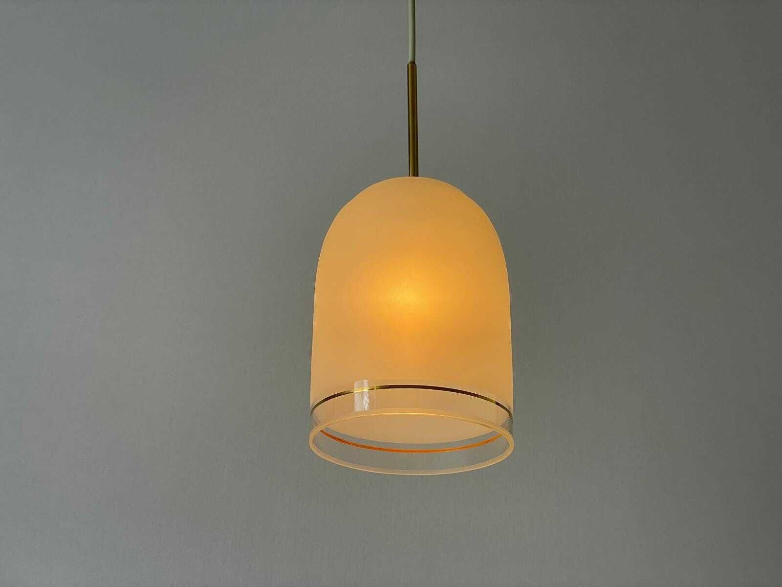 Small Elegant Glass Pendant Lamp By Doria With Gold Details, 1960s, Germany photo buy