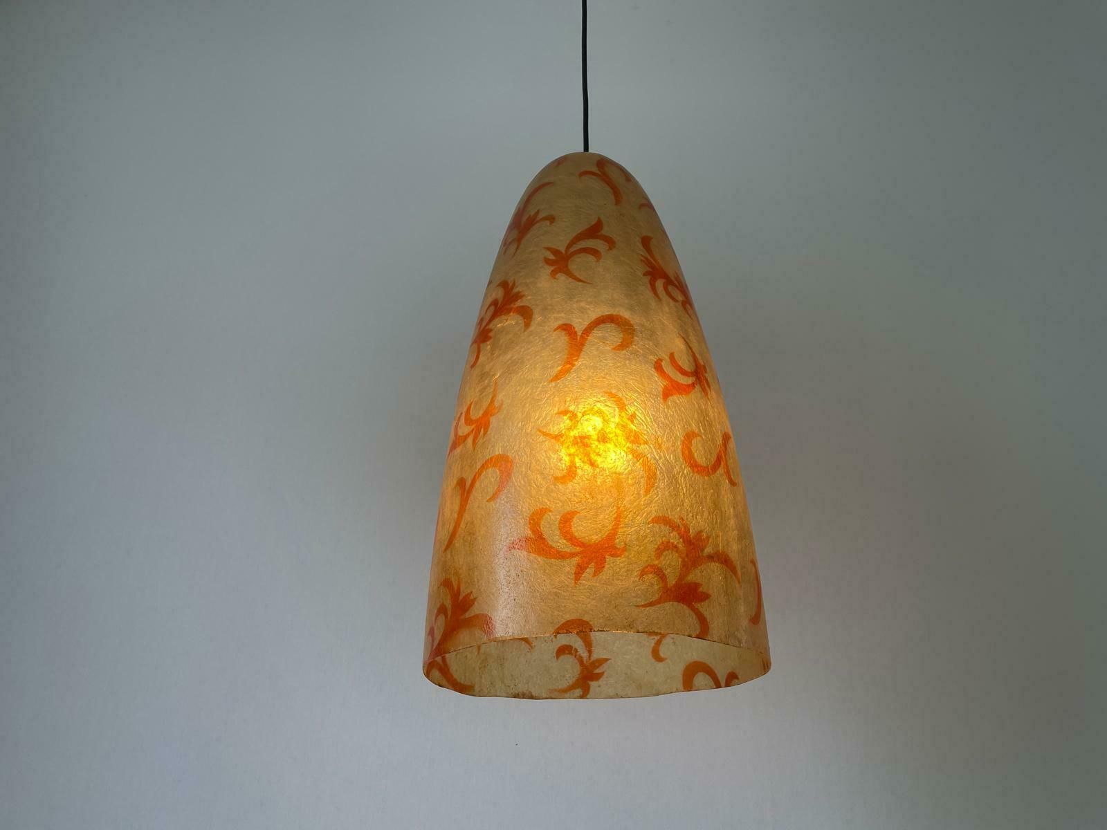 Unusual Italian Design Polyester Pendant Lamp With Floral Art Signs, 50s/60s, Italy photo vinterior