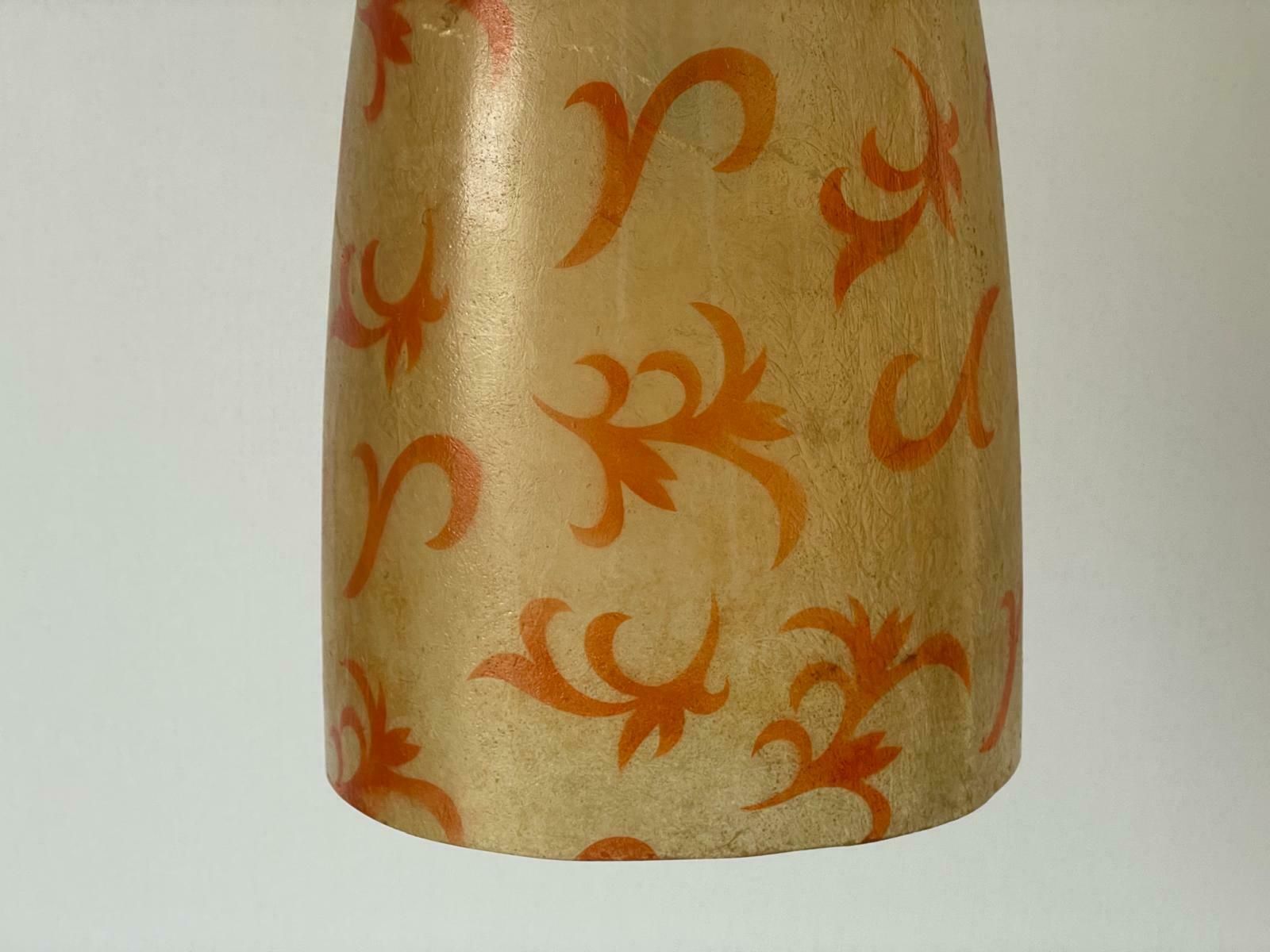 Unusual Italian Design Polyester Pendant Lamp With Floral Art Signs, 50s/60s, Italy photo buy