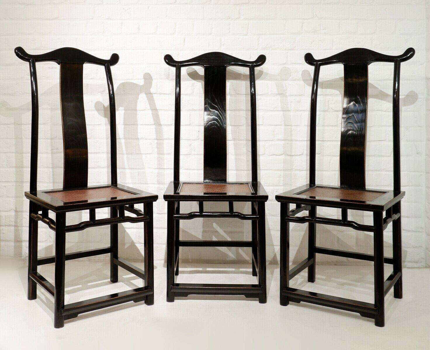 Set Of 6 Chinese Chairs In Black Lacquered Wood photo Furniture