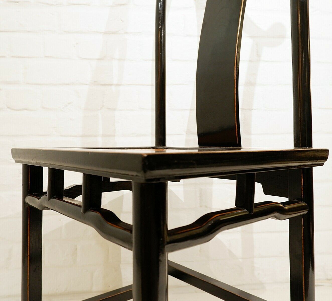 Set Of 6 Chinese Chairs In Black Lacquered Wood photo vintage