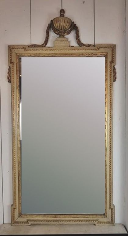 Louis XVI Style Console And Mirror   Slightly Veined White Marble   Gilding And Creamy White Patina photo Home Decor