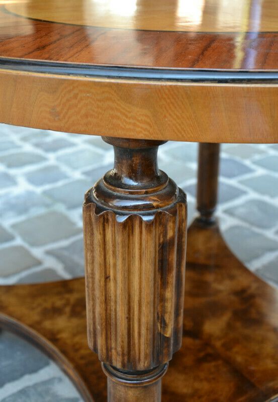 1930's Swedish Pedestal Table In Wooden Marquetry photo Furniture
