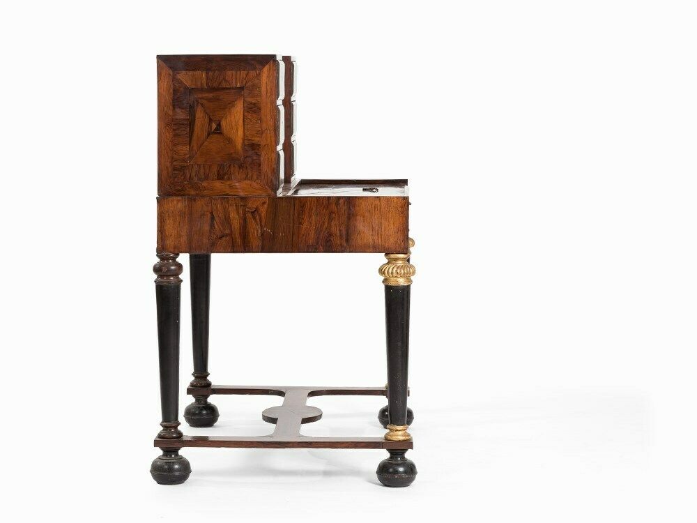 17th C. Rosewood And Tin Marquetry Writing Desk photo vintage