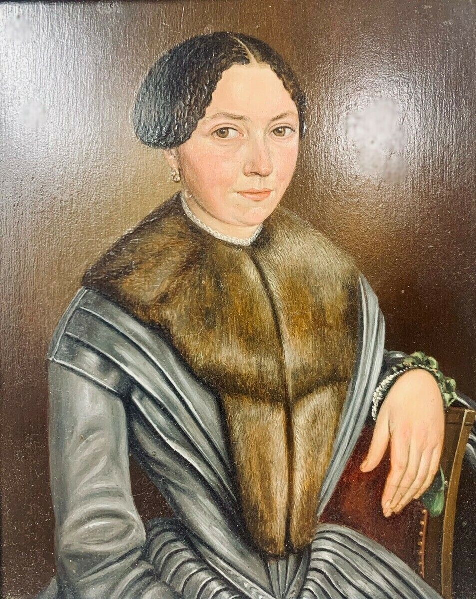 Oil On Panel   Mademoiselle Félicie Defays   Signed   1852 Frame: 22 X 25 Cm
