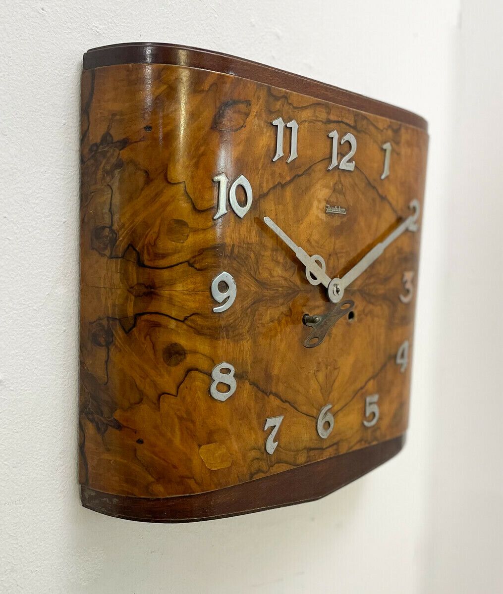 Art Deco Walnut Clock, 1940s, Vintage photo furniture