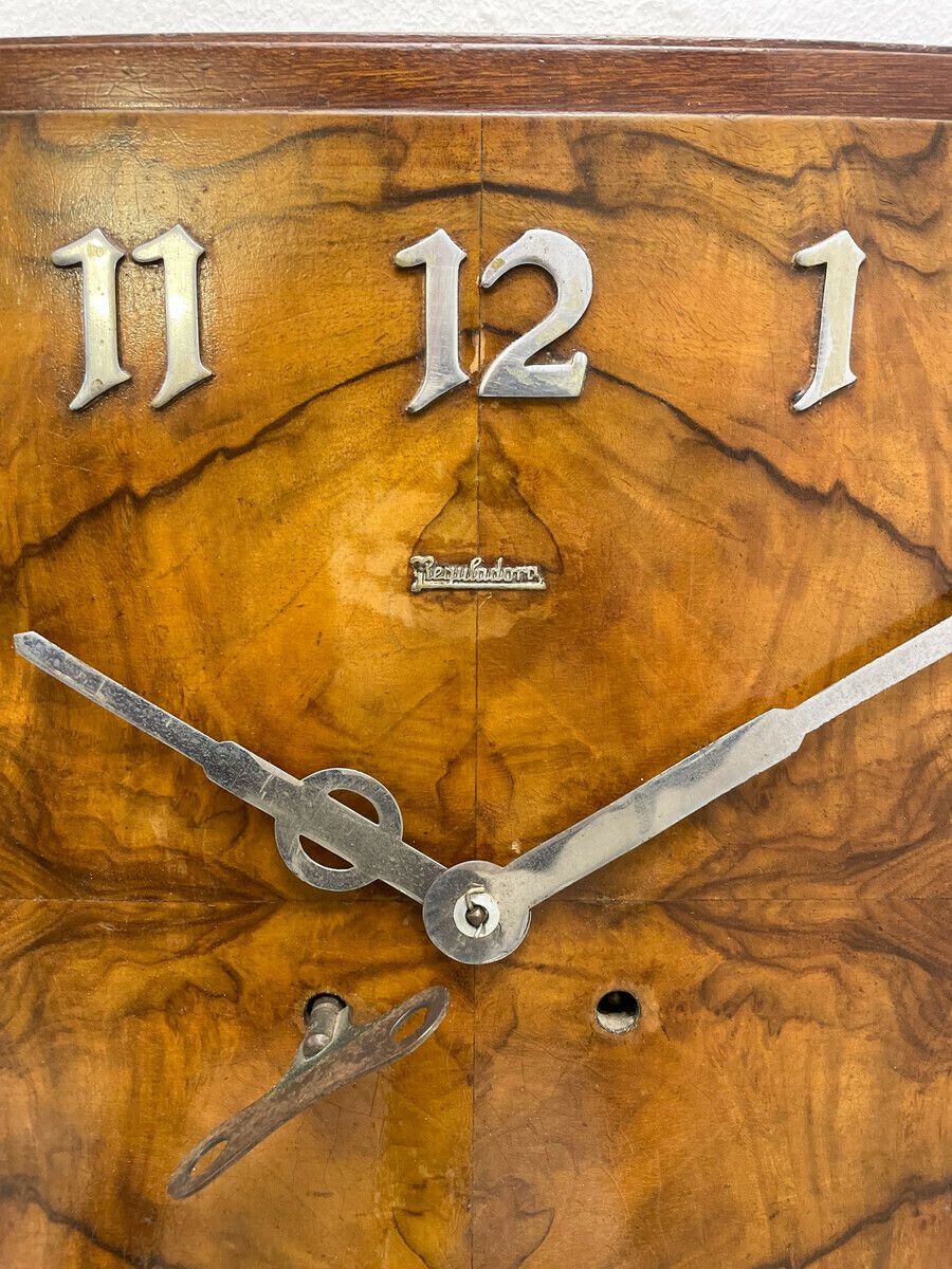 Art Deco Walnut Clock, 1940s, Vintage photo for sale