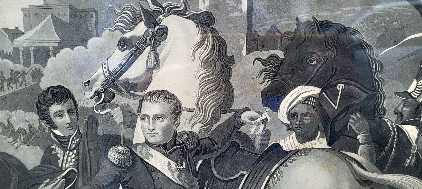 English Engraving Representing Napoleon In The Battle Of Regensburg photo for sale