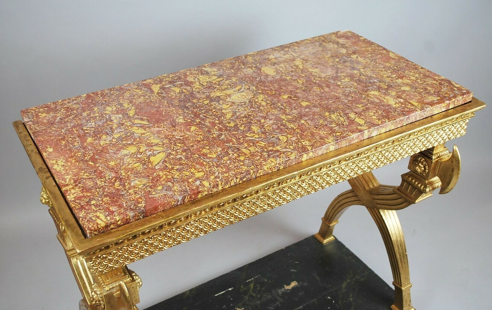 Console In Golden Wood, Marble, 19th.C Sweden. ( Circa 1800 ) photo vintage