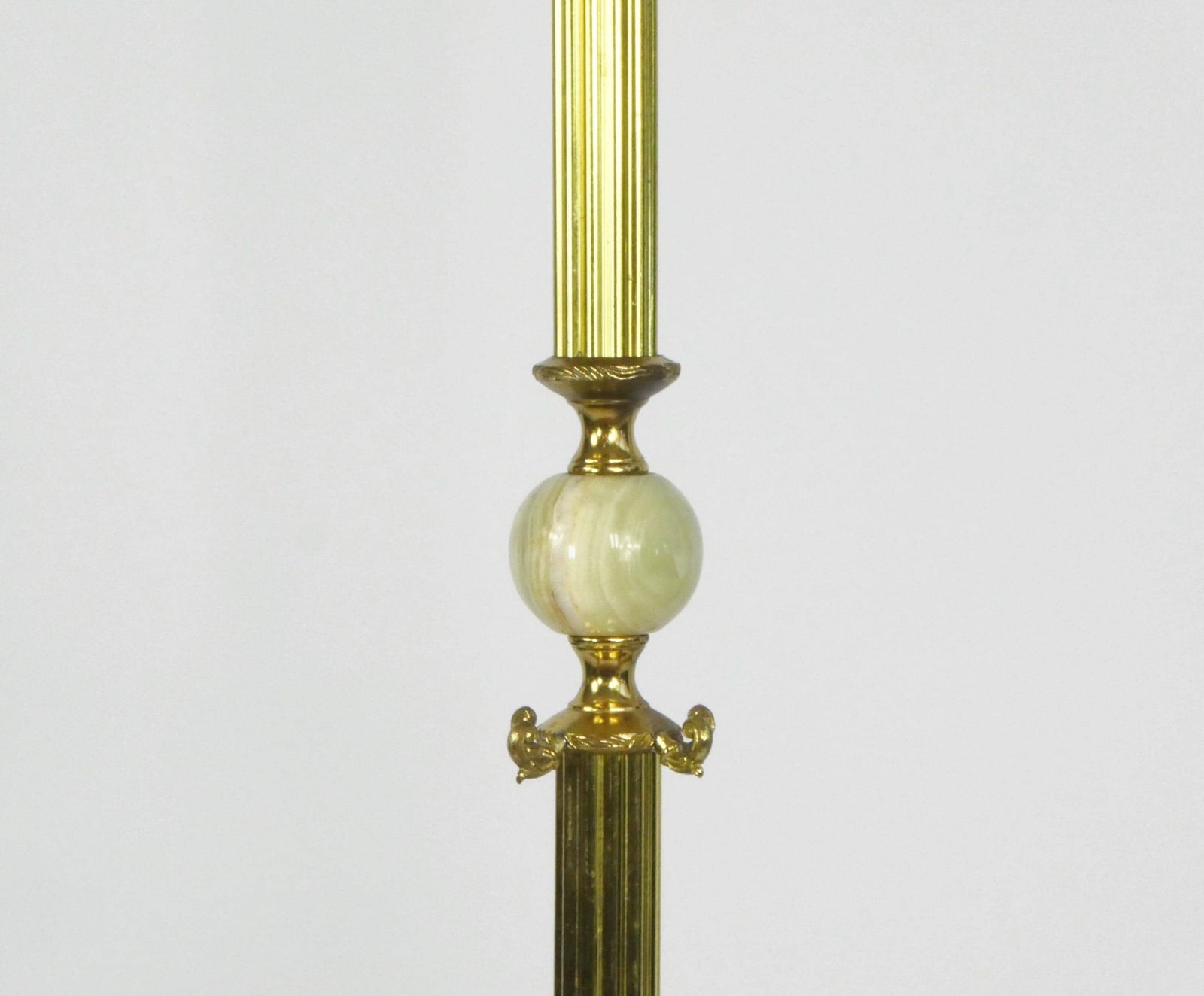 Unique Vintage Italian Brass Standing Coat Rack With Onyx Ball And Fish Figures, Hall Tree Free Standing Hollywood Regency Coat Hat Hanger photo for sale