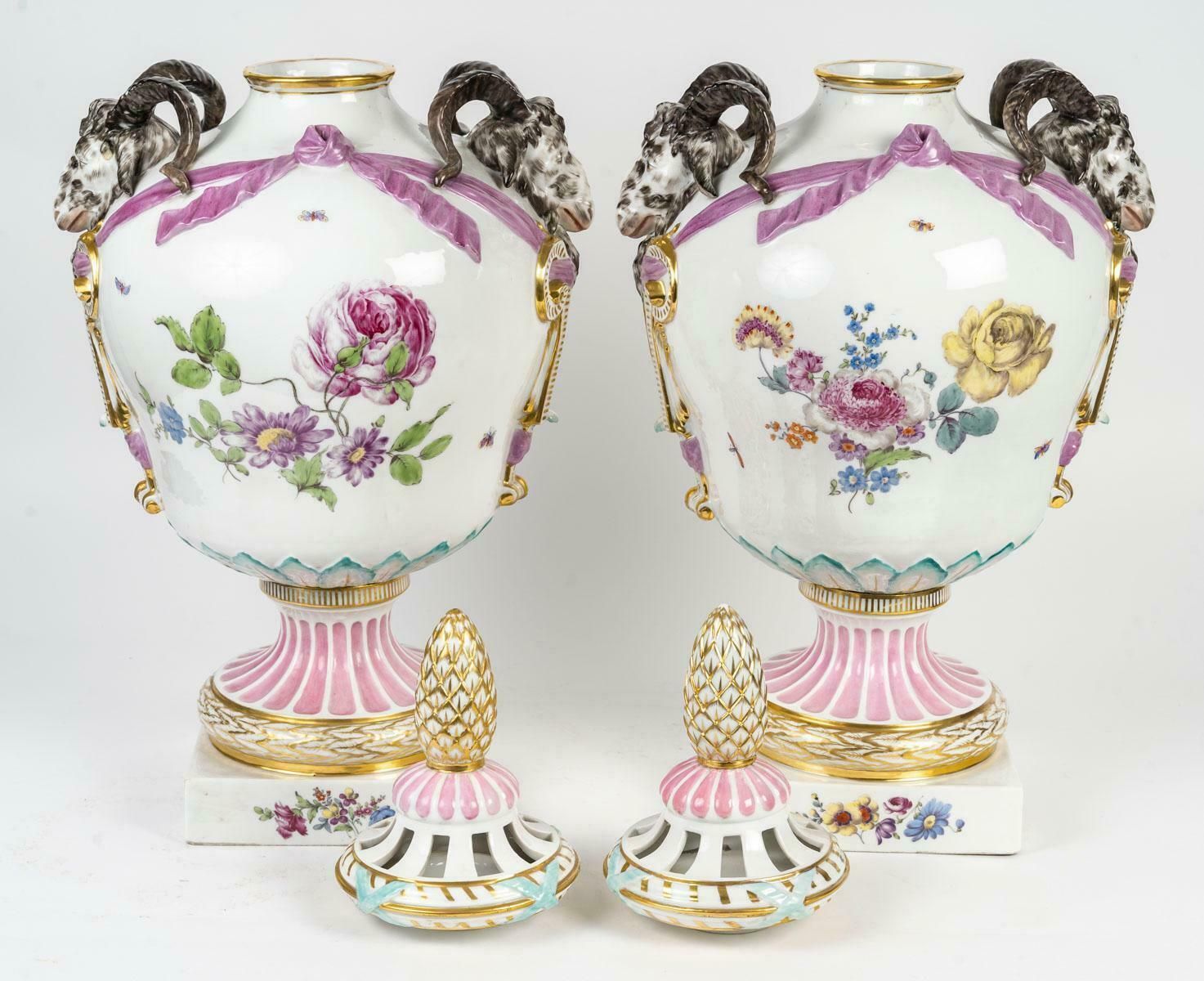 Home Decor Big Pair Of Berlin Porcelain Covered Vases, Napoleon III. photo