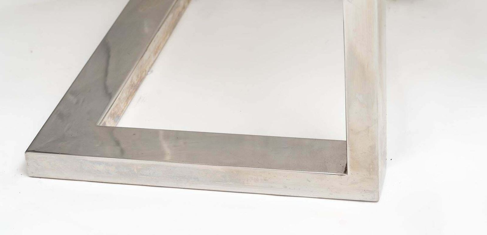 Large Chrome Plated Metal And Travertine Console Table, Italy, 1970. photo vintage
