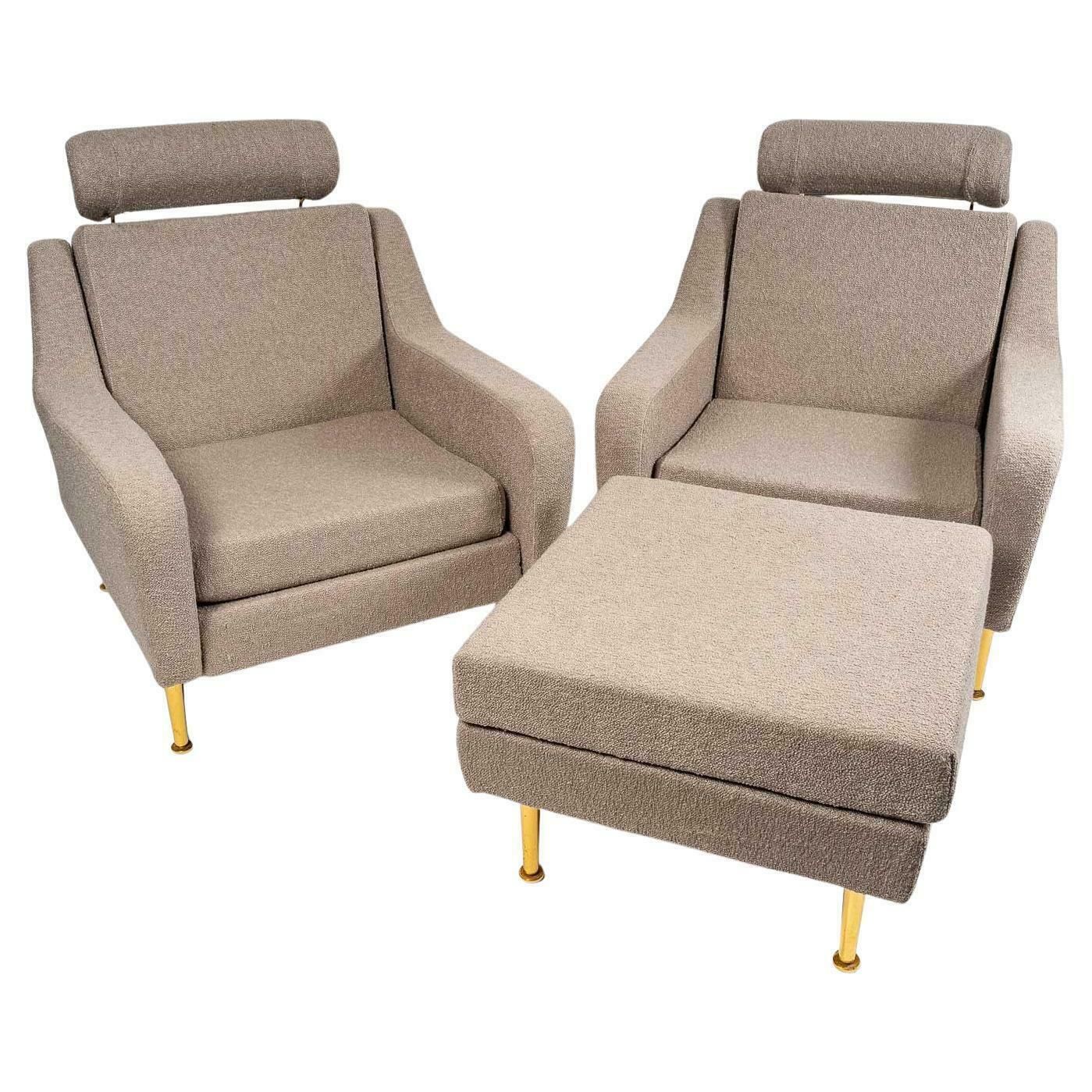 Pair Of Armchairs And Footrest, Airborne Edition, Star Model, Circa 1970.