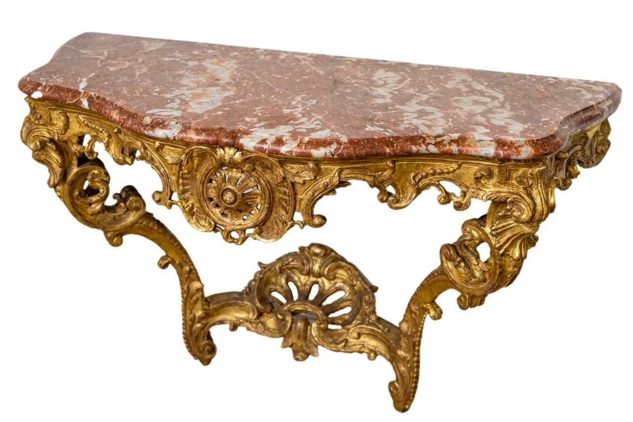 а Big Carved And Gilded Wood Console Table, Regency Period, 18th Century photo Furniture