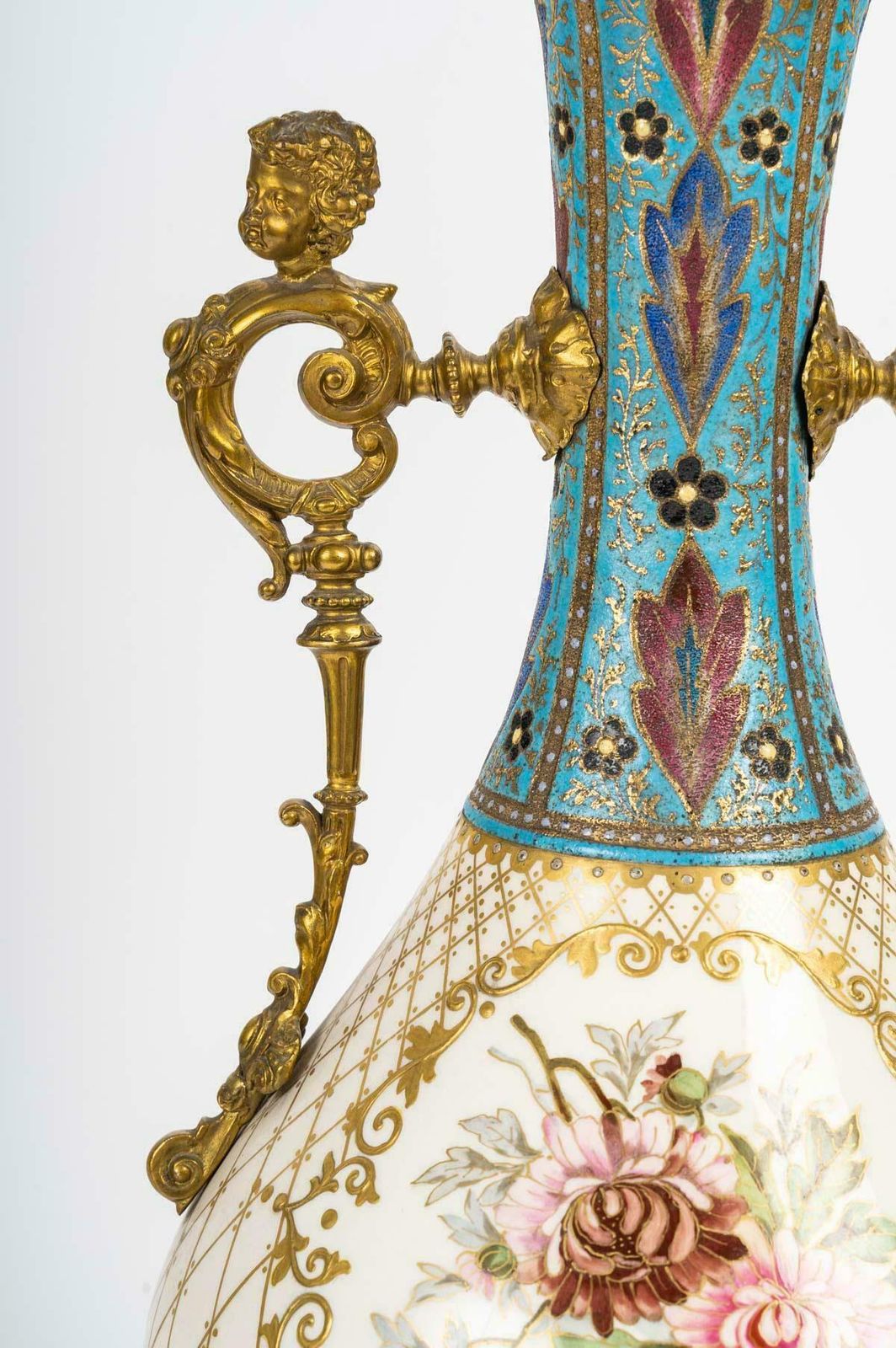Porcelain And Gilt Brass Lamp, German Work, 19th Century, Napoleon III Period. photo 2416.0