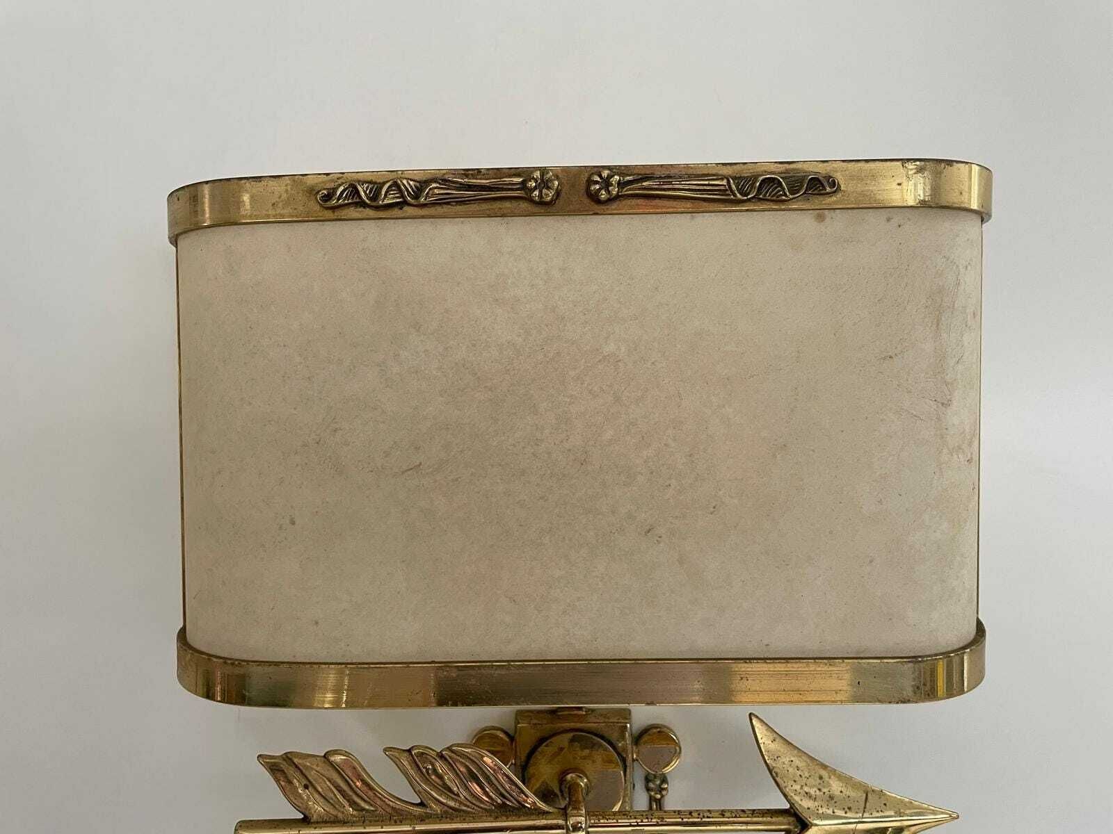 Mid Century Modern Brass Pair Of Arrow Sconces With Cocoon Shade, 50s/60s, Italy photo vinterior