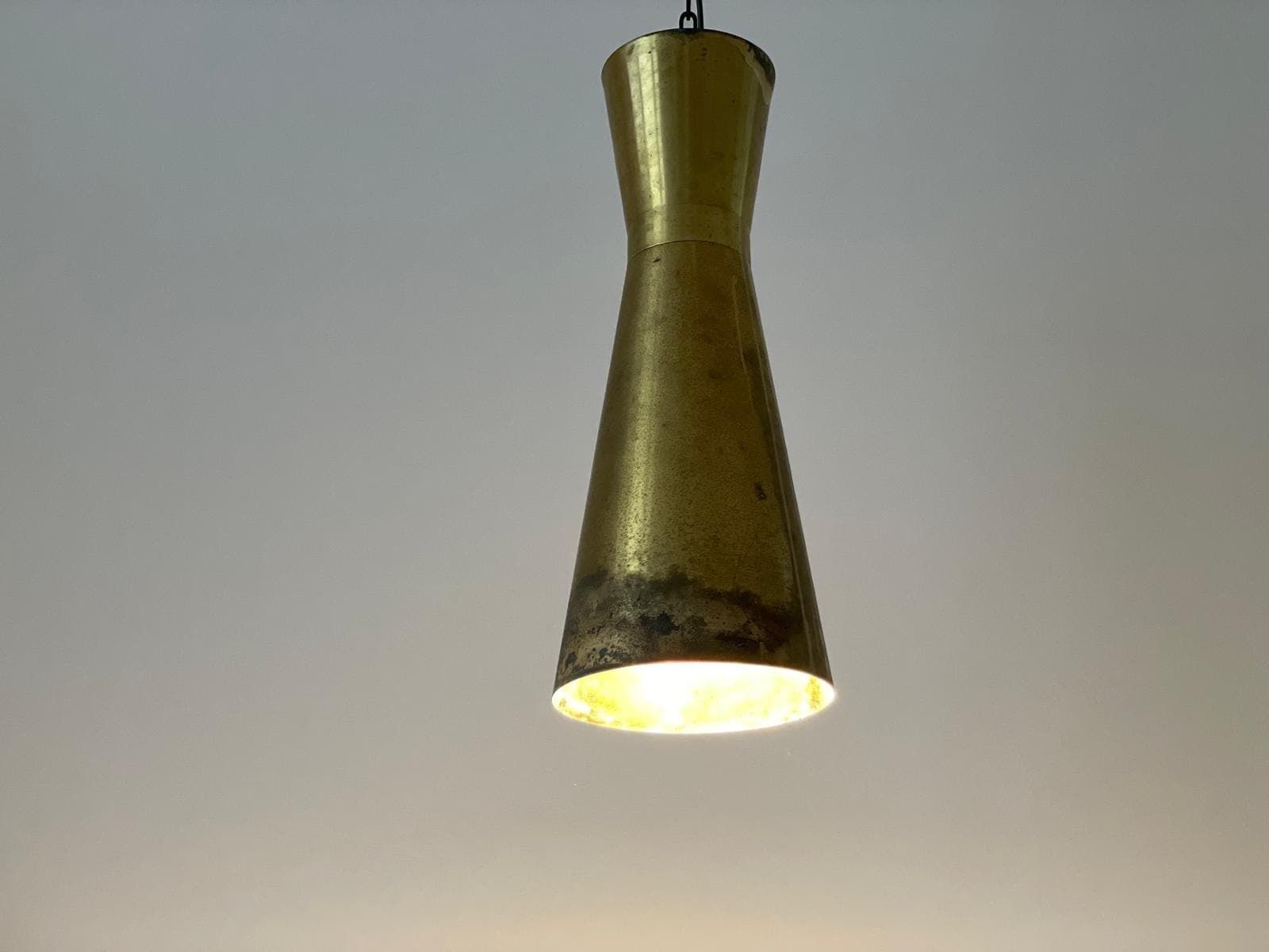 Brass Diabolo Shade Xl Church Pendant Lamp With Chain Hanger, 40s/50s, 3 Available photo vintage