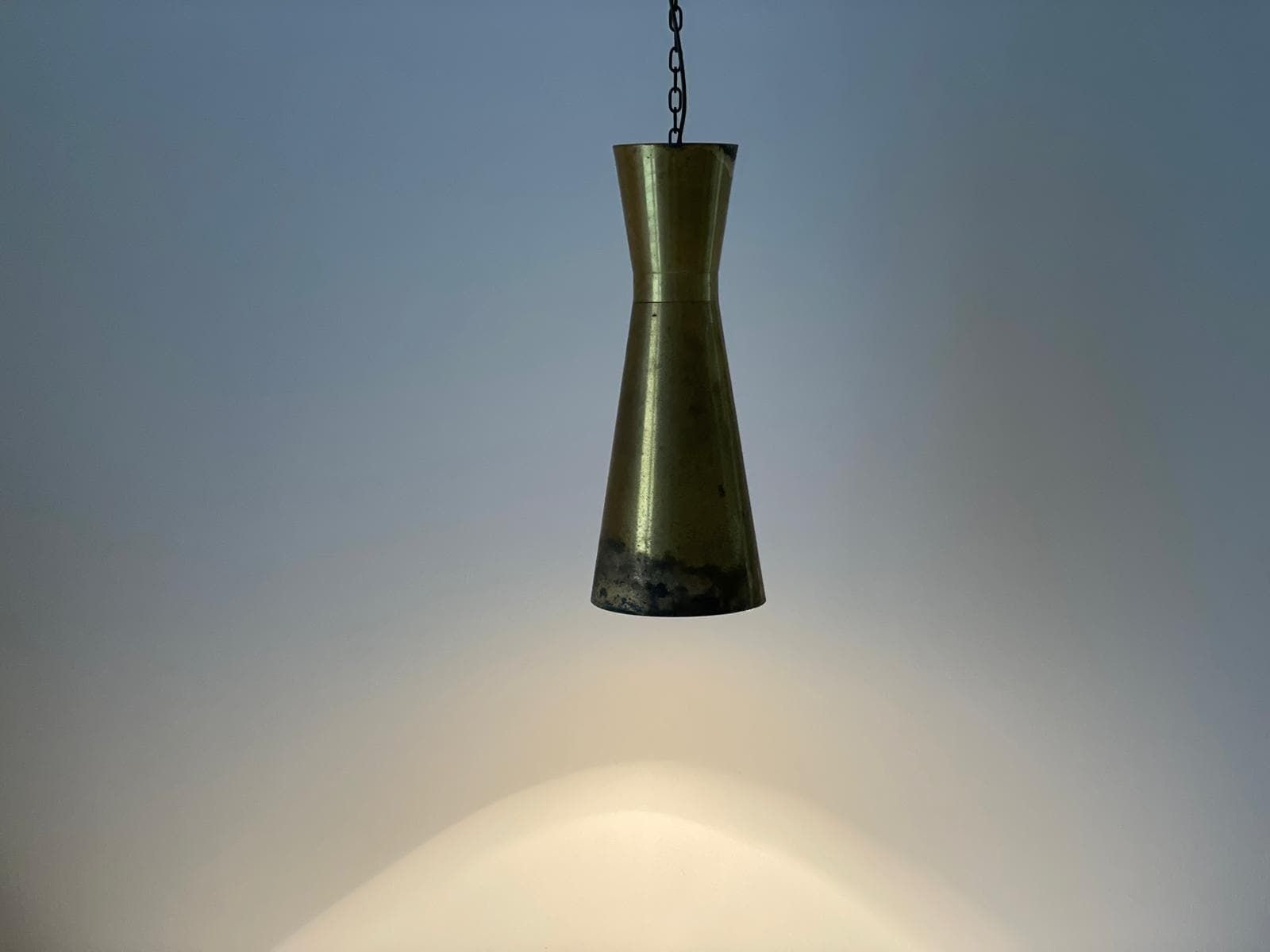 photo furniture Brass Diabolo Shade Xl Church Pendant Lamp With Chain Hanger, 40s/50s, 3 Available
