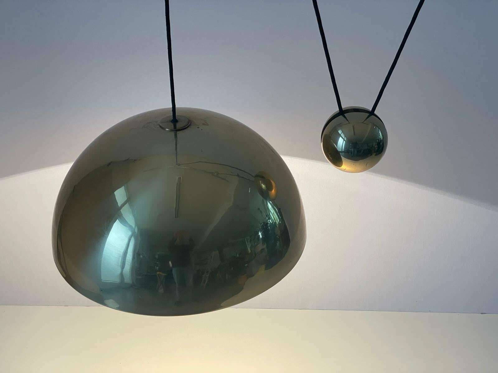 Wonderful Brass Counterweight Xl Pendant Lamp By Florian Schulz, 1970s, Germany photo buy