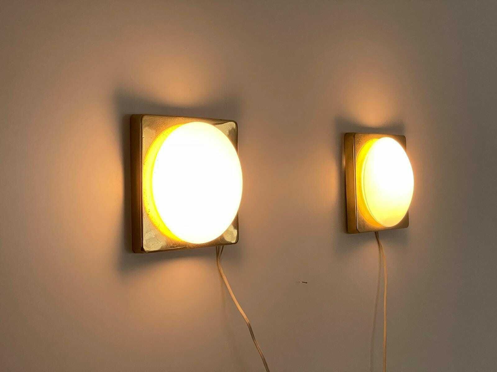 Mid Century Modern Square Design Pair Of Sconces By Rolf Krüger For Heinz Neuhaus Leuchten, 1970s, Germany photo for sale