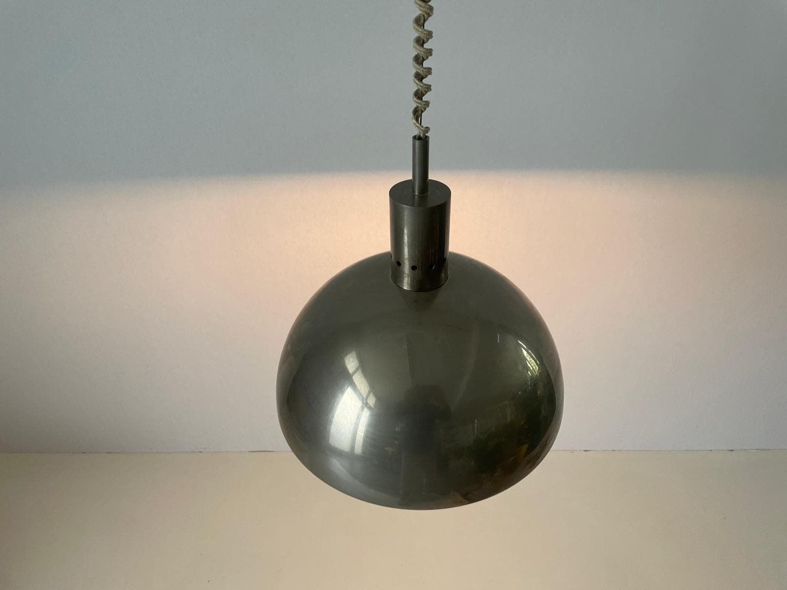 photo furniture Mid Century Modern Italian Matte Chrome Pendant Lamp, 1960s, Italy