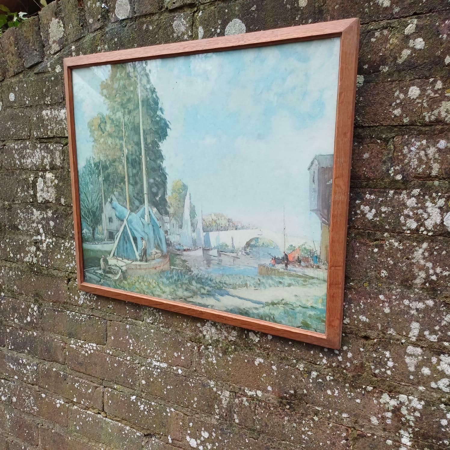 Peaceful Waters   Retro Large Print Of Sailing Boats In Super Wooden Retro Glazed Frame   58.5cm X 49cm photo Art
