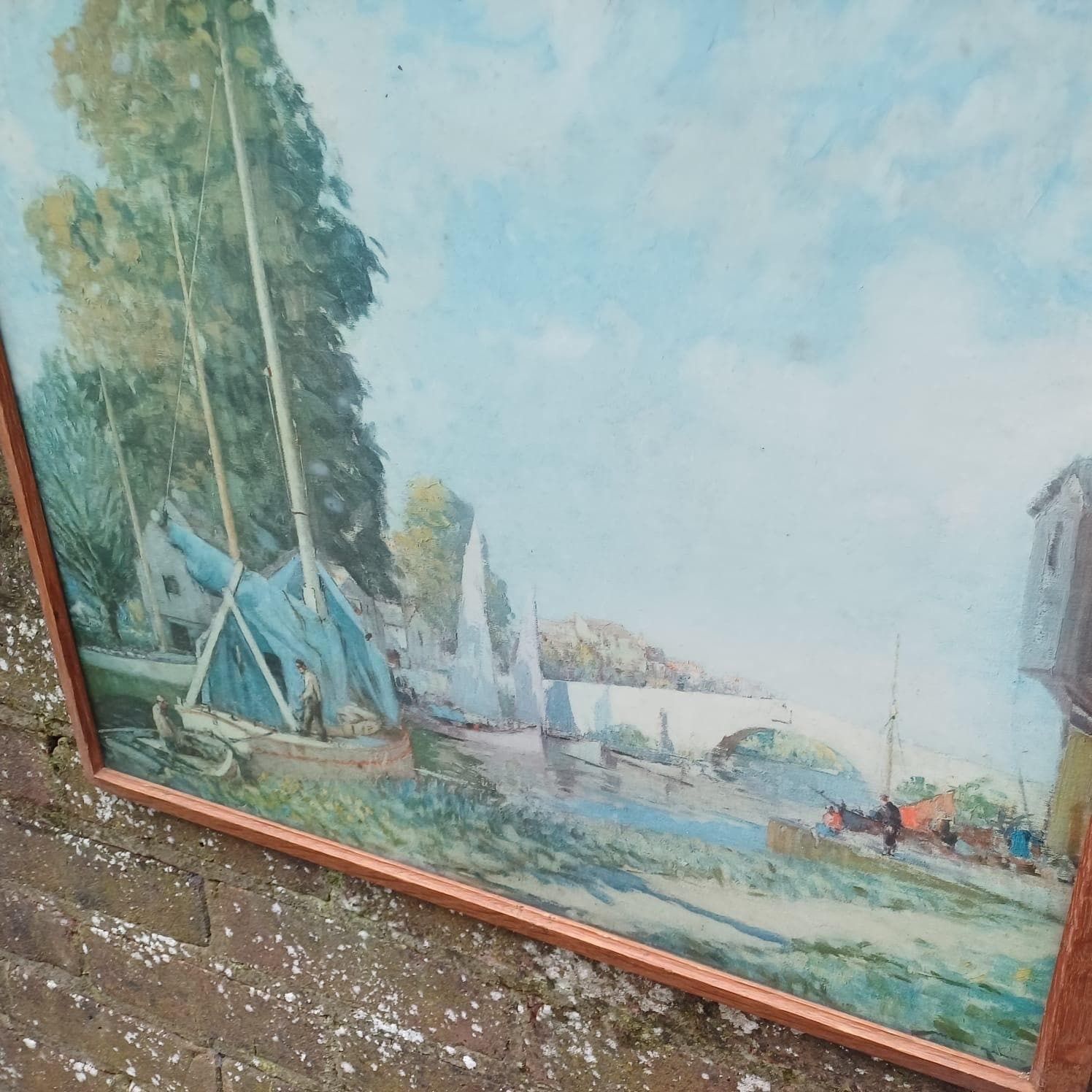 Peaceful Waters   Retro Large Print Of Sailing Boats In Super Wooden Retro Glazed Frame   58.5cm X 49cm photo buy