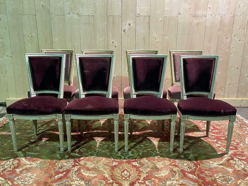 Suite De 8 Chaises Style Louis XVI Modèle Trapèze