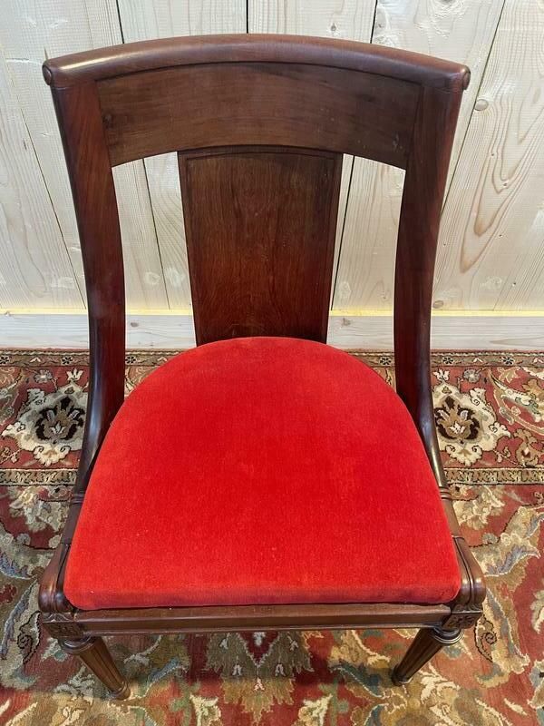 Suite De 6 Chaises Gondoles Empire   Louis XVI En Acajou photo 1890.0