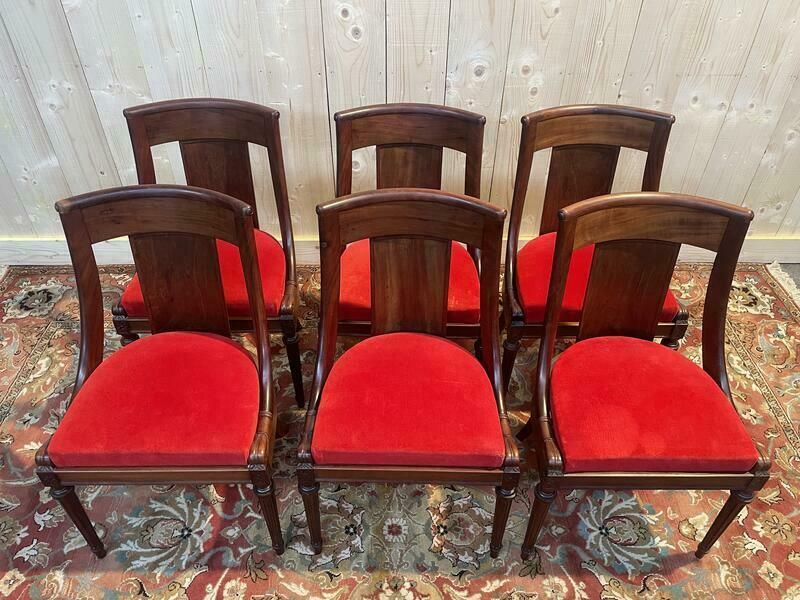 photo furniture Suite De 6 Chaises Gondoles Empire   Louis XVI En Acajou