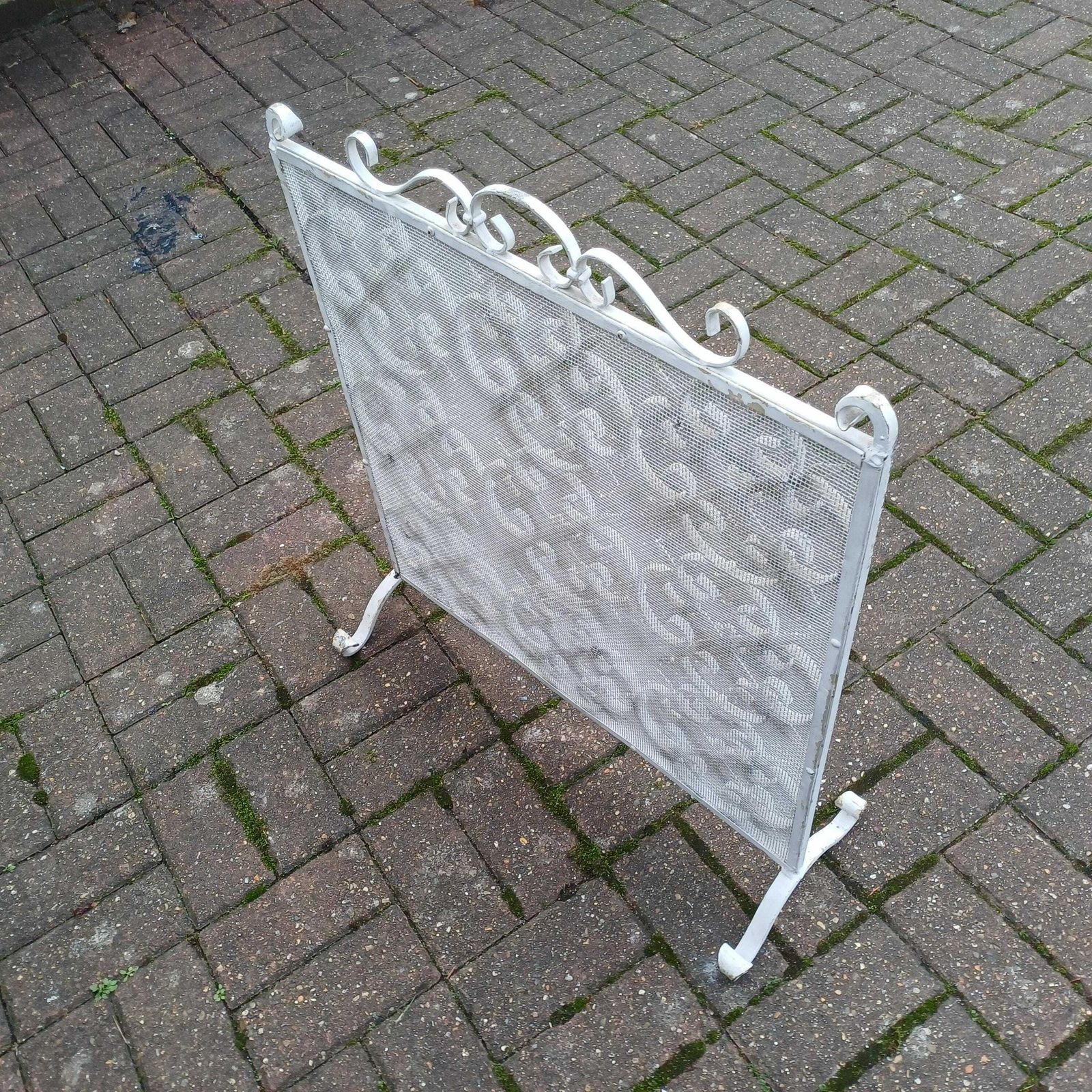 Vintage Mid 20th Century Iron Fire Screen Guard Painted White Heavy Quality photo buy