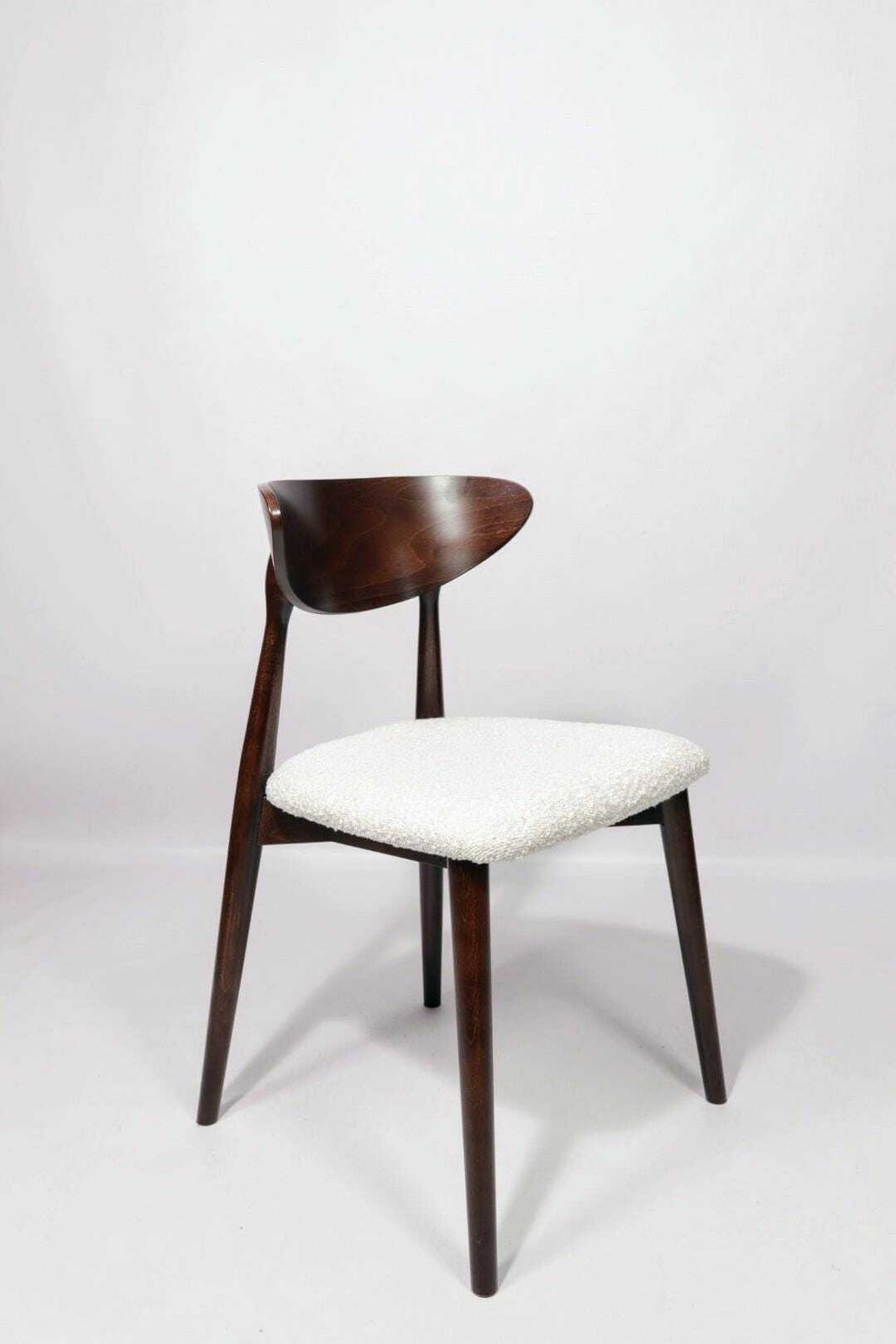 Modern Dining Chairs Set Of 8 , With White Boucle Fabric Office Chairs, Beech Wooden Chairs photo vinterior