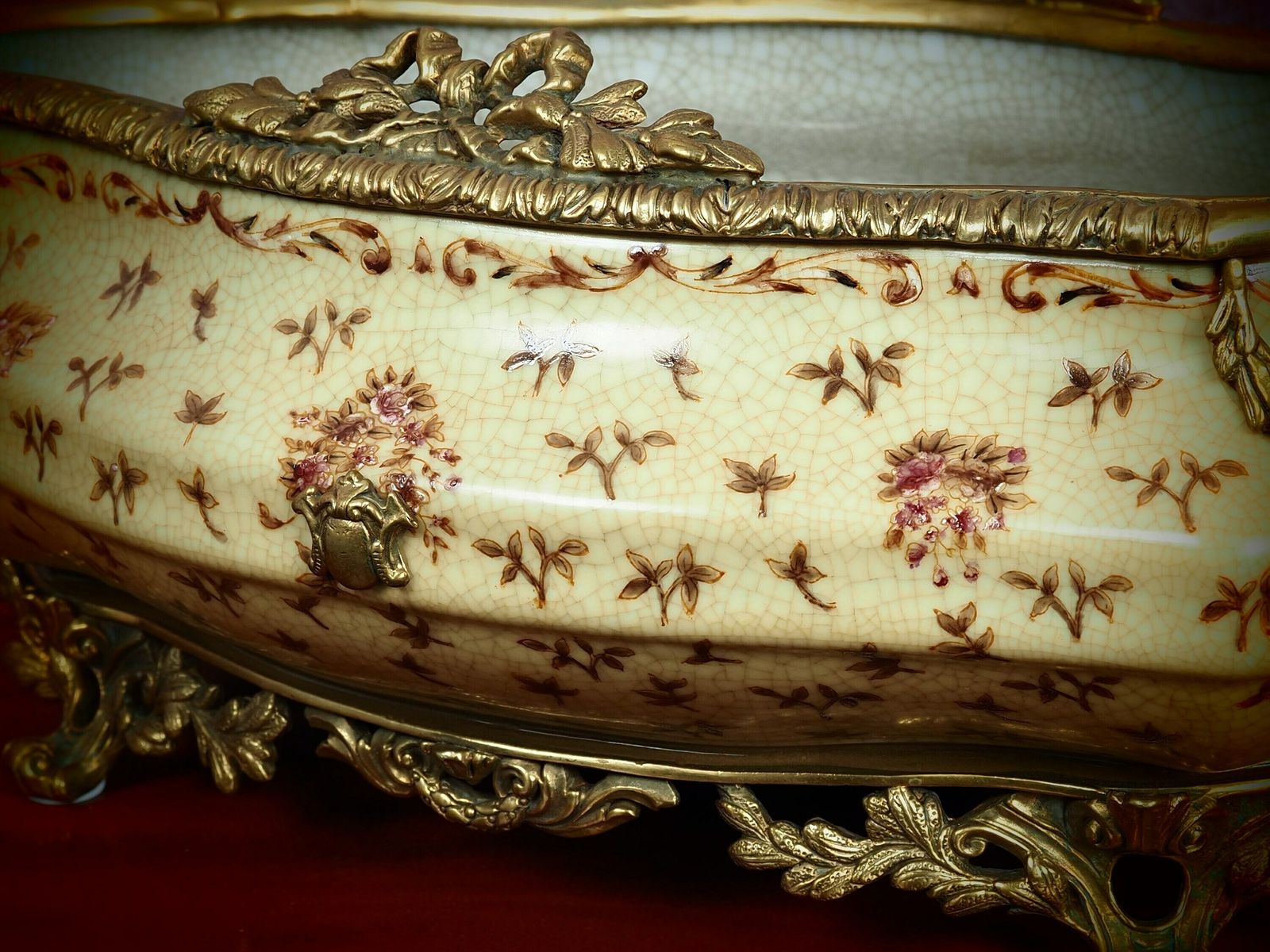 Antiqua Porcelain Bowl With Ornate Bronze Handles – Timeless Elegance For Your Home photo Home Decor