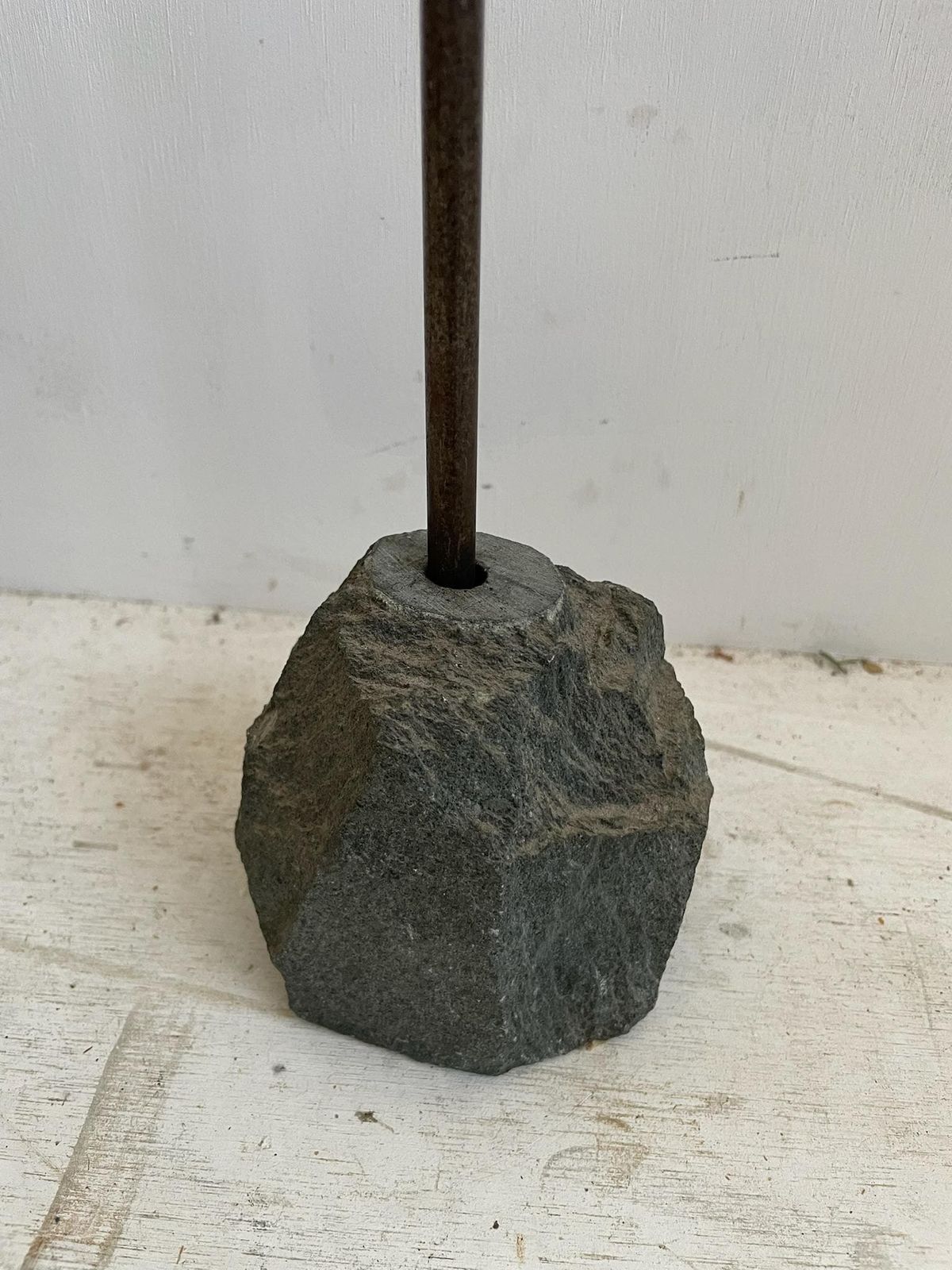 Fireside Poker Set In Dark Grey Slate Rock Stone With Matching Handle Quirky photo for sale