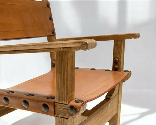 4188.0 Mid Century Spanish Brutalist Armchairs In Cognac Leather, 1950s, Set Of 2 photo