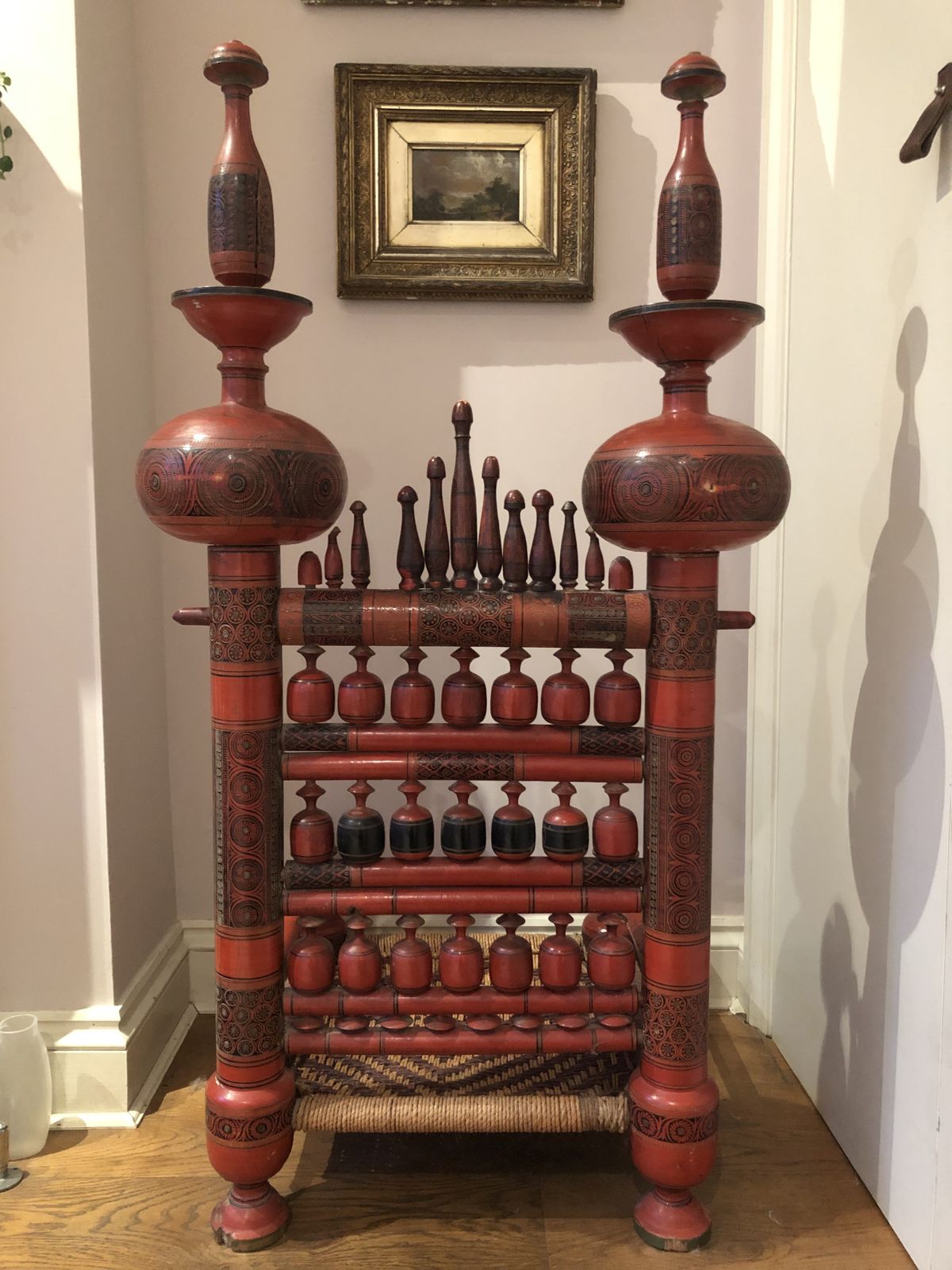 Old Punjabi Traditional Wedding Chair With Hand Painted Decoration photo Furniture