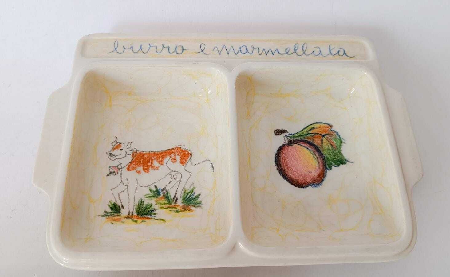 Pair Of Flat Trays Butter And Jam In Ceramic Mid Century Era Home Decor The Four Leaf Clover photo for sale