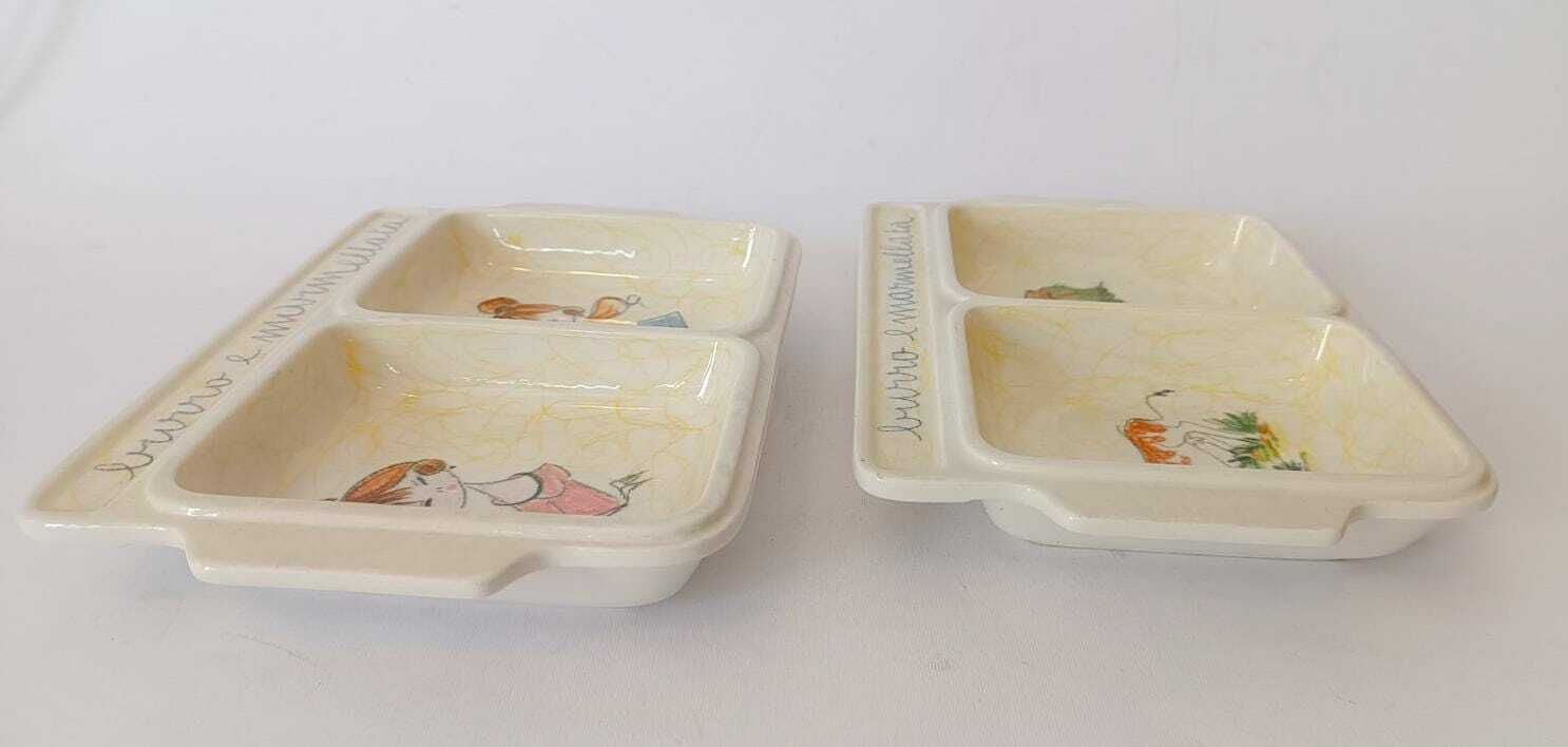 Pair Of Flat Trays Butter And Jam In Ceramic Mid Century Era Home Decor The Four Leaf Clover photo Home Decor