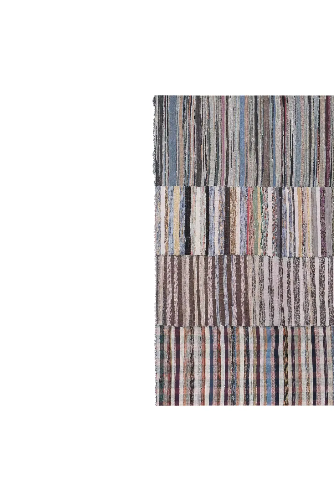 Striped Chaput Kilim, Colorful Cotton Turkish Rag Rug 8' X 10'6'' photo Textiles
