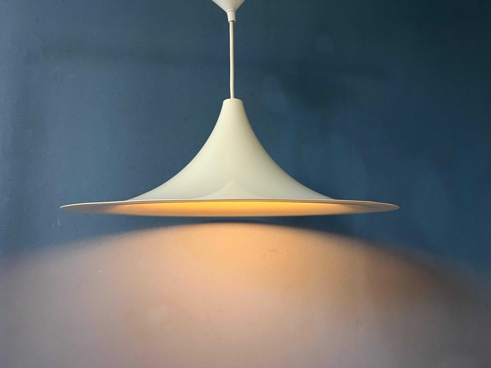 Mid Century Beige Space Age Witch Hat Pendant Light photo furniture