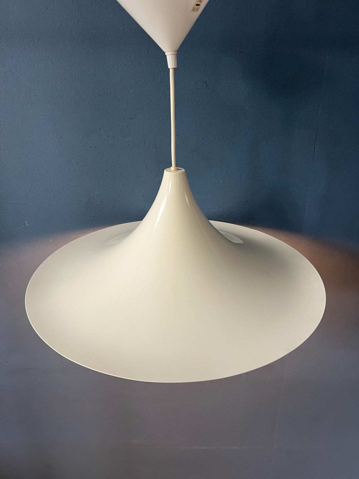Mid Century Beige Space Age Witch Hat Pendant Light photo Lighting