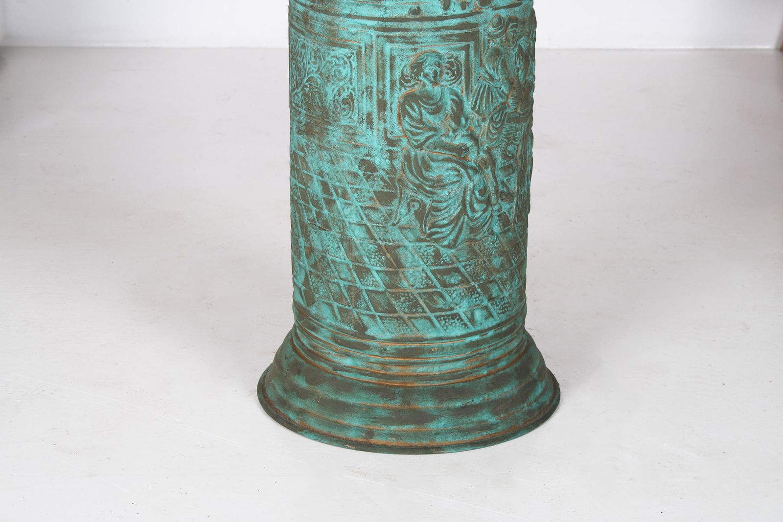 1950s Brass Stick Umbrella Stand Pot With Verdigris Copper Patina photo buy