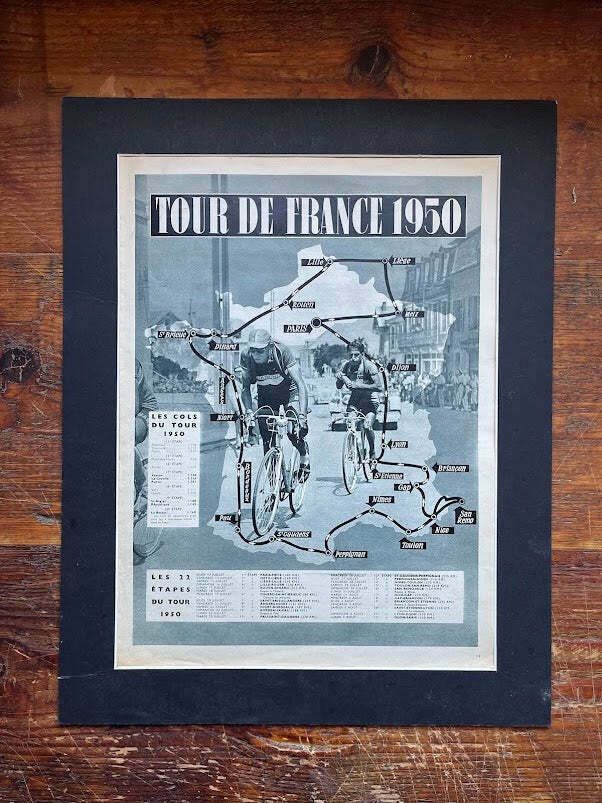 Vintage Tour De France Route Map  1950