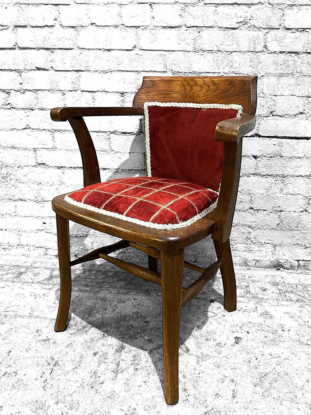 Antique Edwardian Oak Office Desk Chair C1910