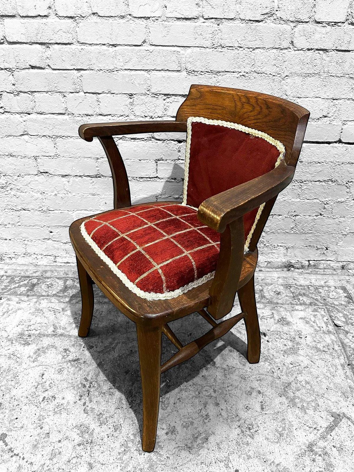 Antique Edwardian Oak Office Desk Chair C1910 photo furniture