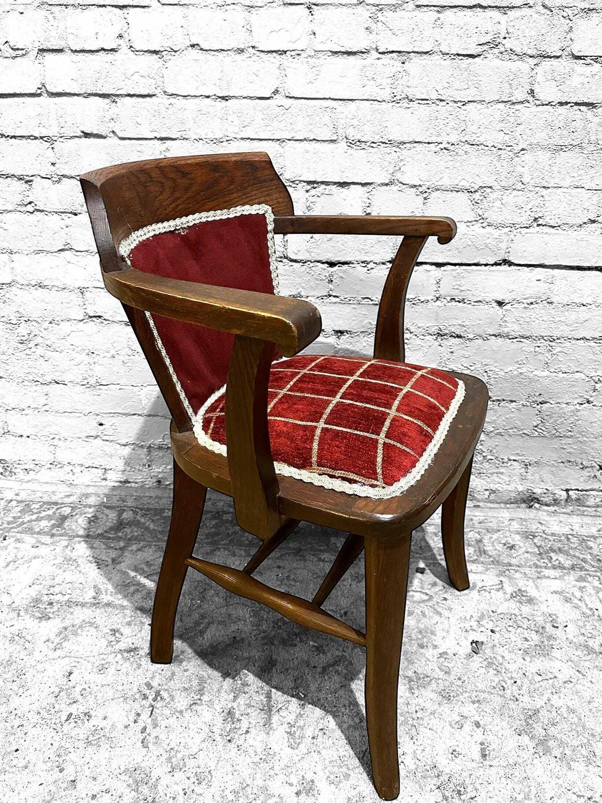 Antique Edwardian Oak Office Desk Chair C1910 photo for sale